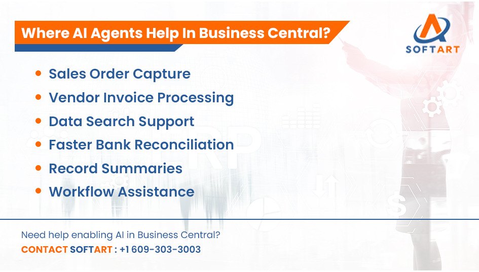 where ai agents help in business central